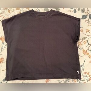 Le Bon Shoppe Jeanne Tee Charcoal Grey Cotton Dolman Sleeve Boxy Top Medium